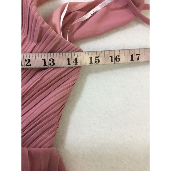 LULU'S  XS Mesmerizing Essence Pink Pleated Backless Tiered Maxi Dress B91 - Picture 6 of 10